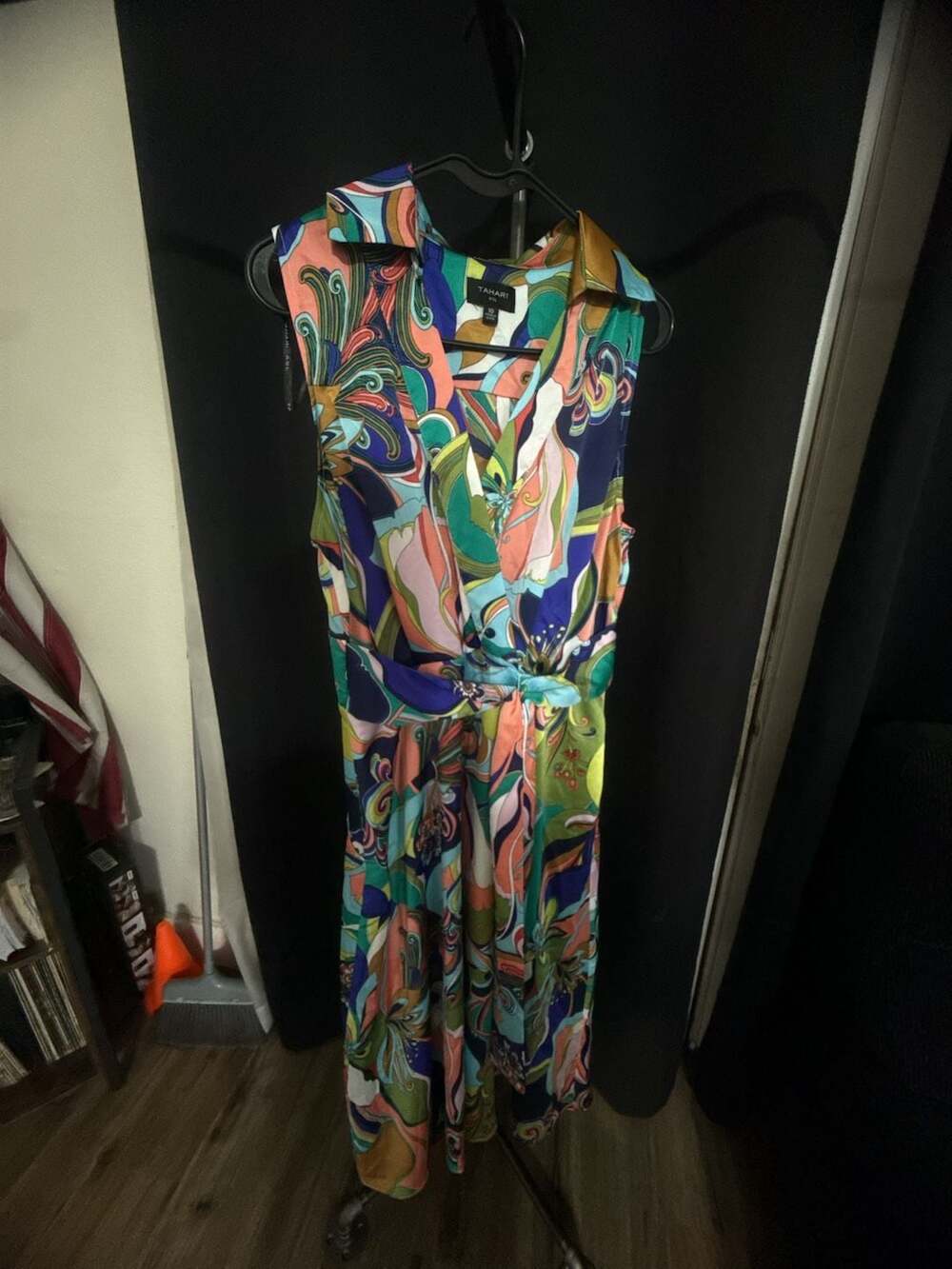 Tahari ASL Sleeveless Midi Dress Size 10 Multicolor Pucci Print